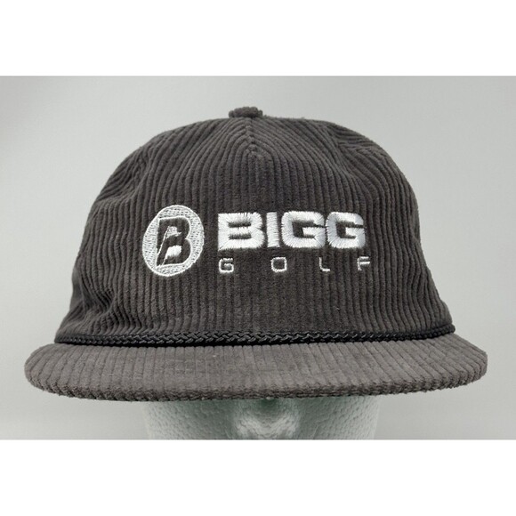 Bigg Golf Corduroy Strapback Rope Hat Grey Imperial Leather Strap Adjustable - Picture 1 of 8